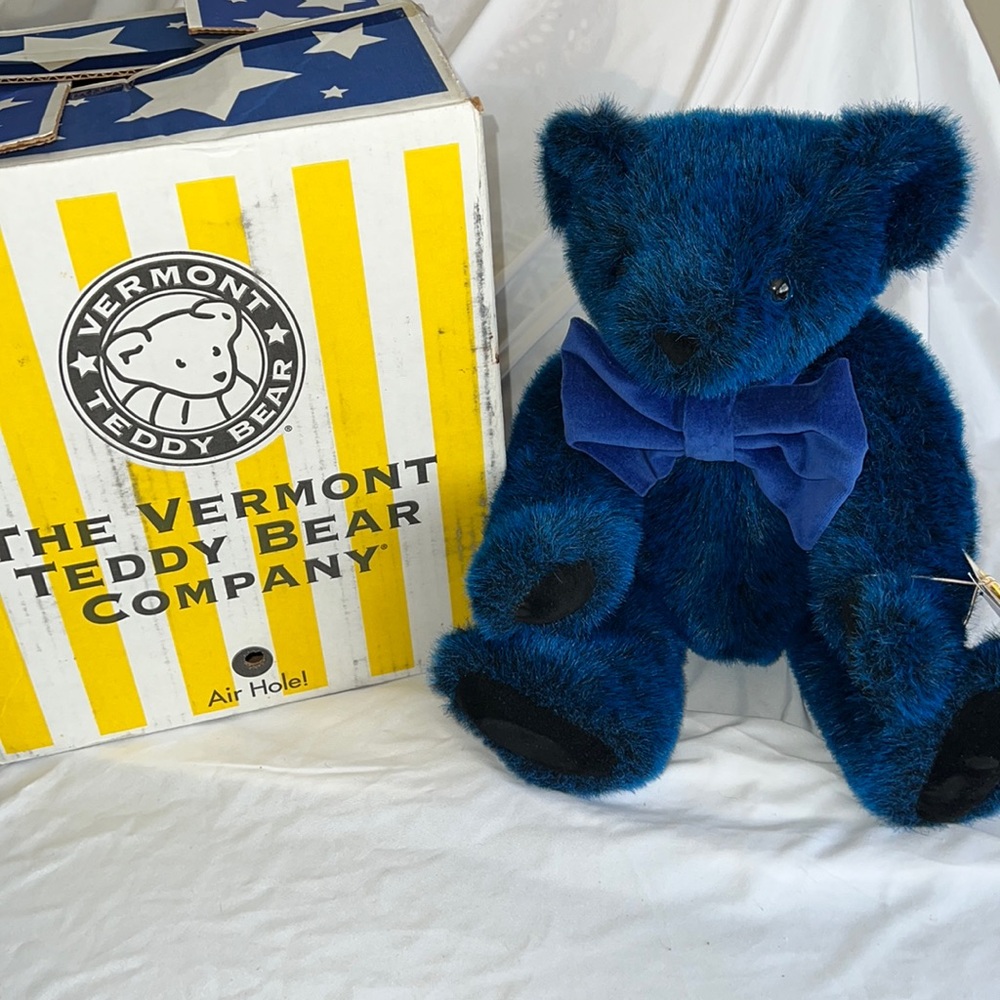 VERMONT TEDDY BEAR. JOINTED “BLUE WITHOUT YOU”. VINTAGE